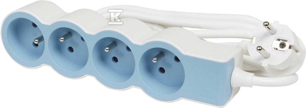 Przedłużacz STANDARD 4x2P+Z, z przewodem 1.5 metra 3x1.0 mm2 - biały/BŁĘKITNY, HELMO