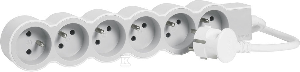 Przedłużacz STANDARD 6x2P+Z, z przewodem 3.0 metra 3x1.5 mm2 - biały/jasnoszary, HELMO