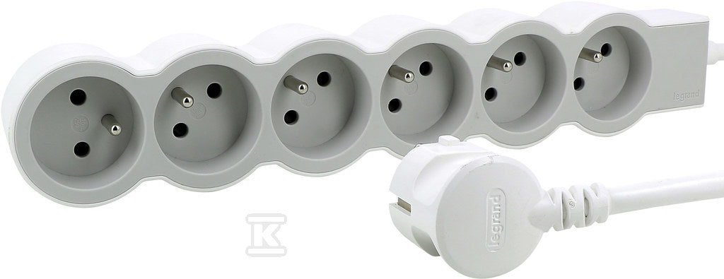 Przedłużacz STANDARD 6x2P+Z, z przewodem 3.0 metra 3x1.5 mm2 - biały/jasnoszary, HELMO