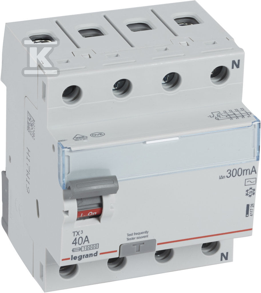 Wyłącznik różnicowoprądowy P304 4P 40A 300MA TYP AC TX3
