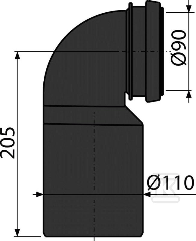 Kolano WC odpływu komplet DN90/110 PP