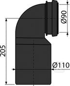 Kolano WC odpływu komplet DN90/110 PP
