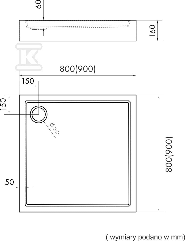 Brodzik akrylowy 3.4731 zintegrowany z podbudowa stabilizująca Stabilsound Plus oraz przeciągniętym panelem Smooth White 90x90x16 cm "Medium", kwadratowy
