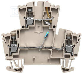 Blok zaciskowy, złącze śrubowe, Ciemnobeżowy, 2.5 mm2, 24 V, 24 V, liczba przyłączeń: 3, liczba poziomów: 2, TS 35, WDK 2.5 LD RT 24VDC +-