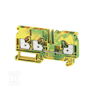 Zacisk PE, PUSH IN, zielony / żółty, 6 mm2, 800 V, liczba przyłączeń: 3, liczba poziomów: 1, TS 35, V-0, Wemid, A3C 6 PE