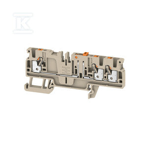 Bloki odczepów probierczych, PUSH IN, Ciemnobeżowy, 2.5 mm2, 20 A, 500 V, liczba przyłączeń: 3, liczba poziomów: 1, ADT 2.5 3C