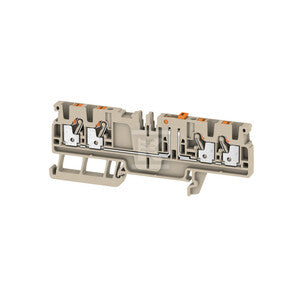 Bloki odczepów probierczych, PUSH IN, Ciemnobeżowy, 2.5 mm2, 20 A, 500 V, liczba przyłączeń: 4, liczba poziomów: 1, ADT 2.5 4C