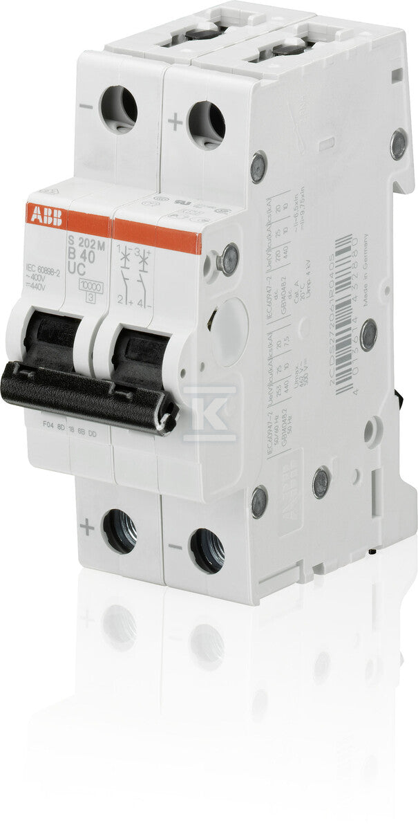 Wyłącznik nadmiarowo-prądowy, 2P, charakterystyka C, 1A, 10kA, AC/DC | S202M-C1UC