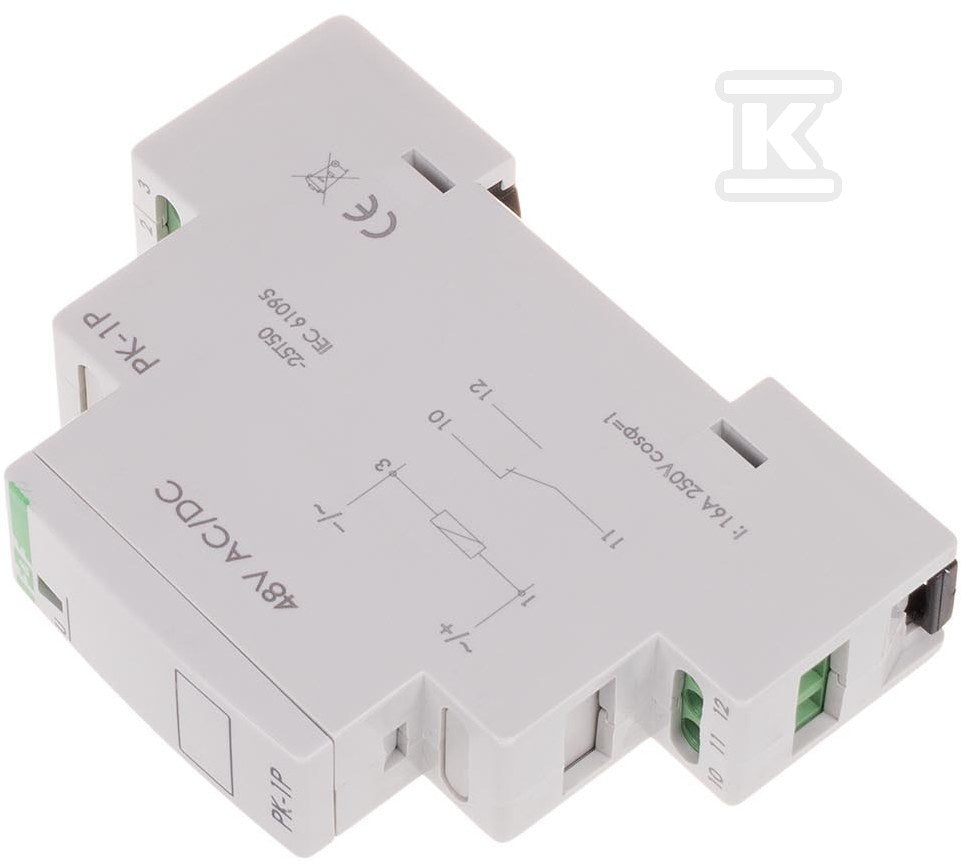 Przekaźnik elektromagnetyczny PK-1P 48 V Un=48V AC/DC Io<16A montaż na szynie TH-35