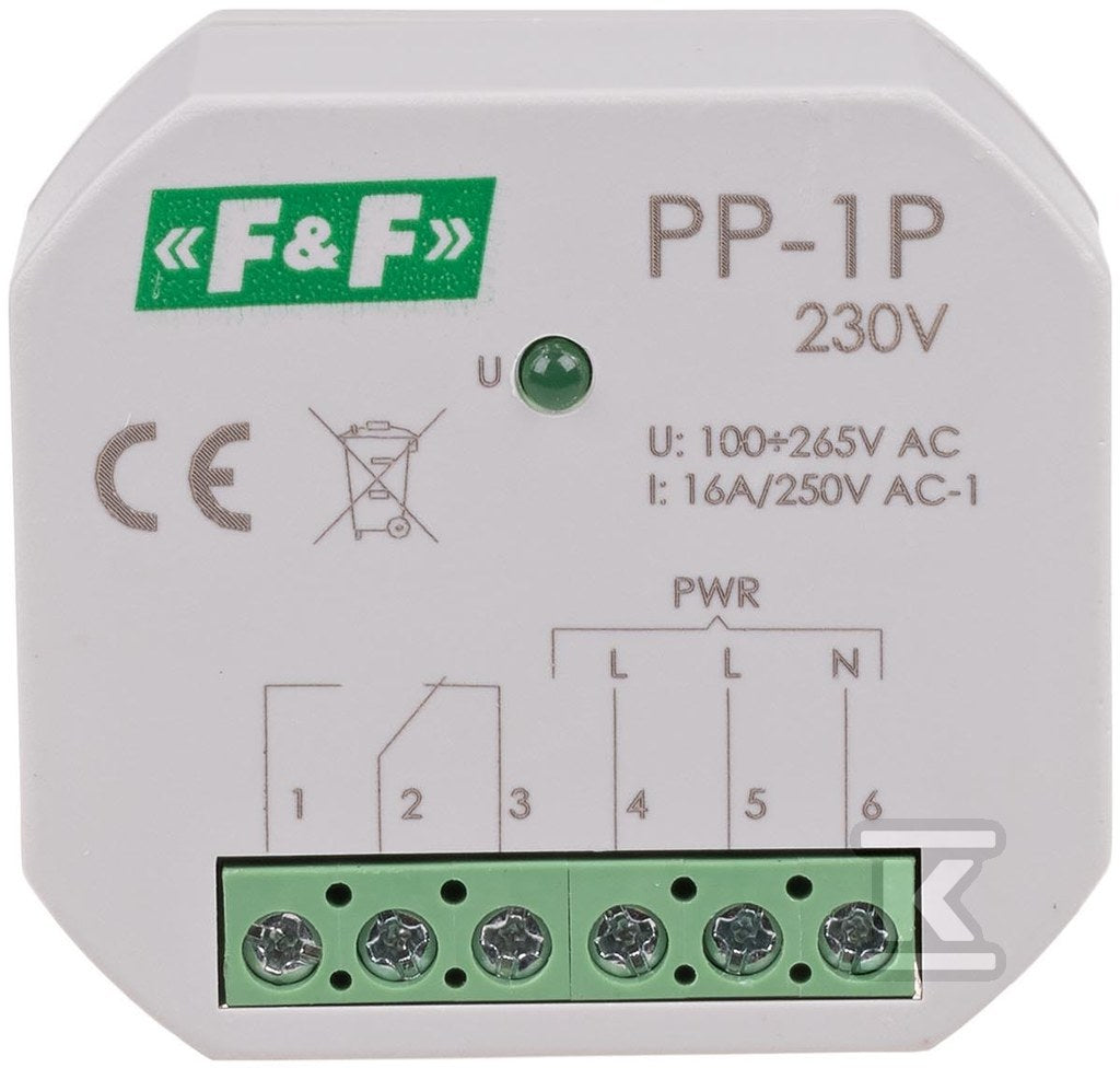 Przekaźnik elektromagnetyczny, 1P 16A, montaż podtynkowy,U=230V PP-1P