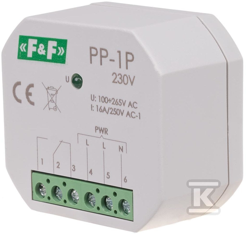 Przekaźnik elektromagnetyczny, 1P 16A, montaż podtynkowy,U=230V PP-1P