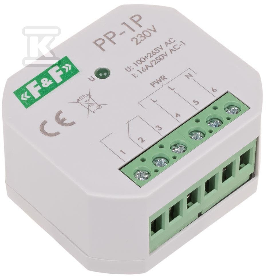 Przekaźnik elektromagnetyczny, 1P 16A, montaż podtynkowy,U=230V PP-1P