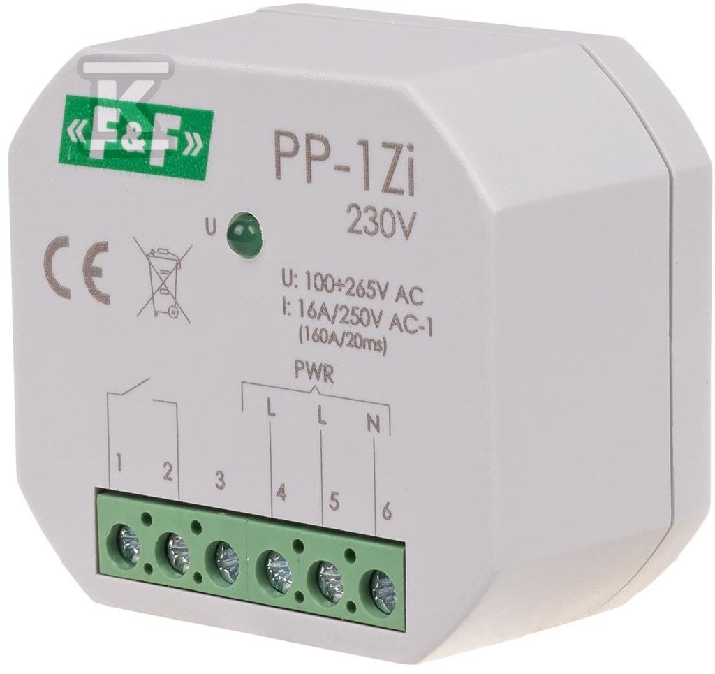 Przekaźnik elektromagnetyczny, 1Z 16A, montaż podtynkowy,U=100-265V AC,styk:1Z 16A (160A/20ms) PP-1Zi