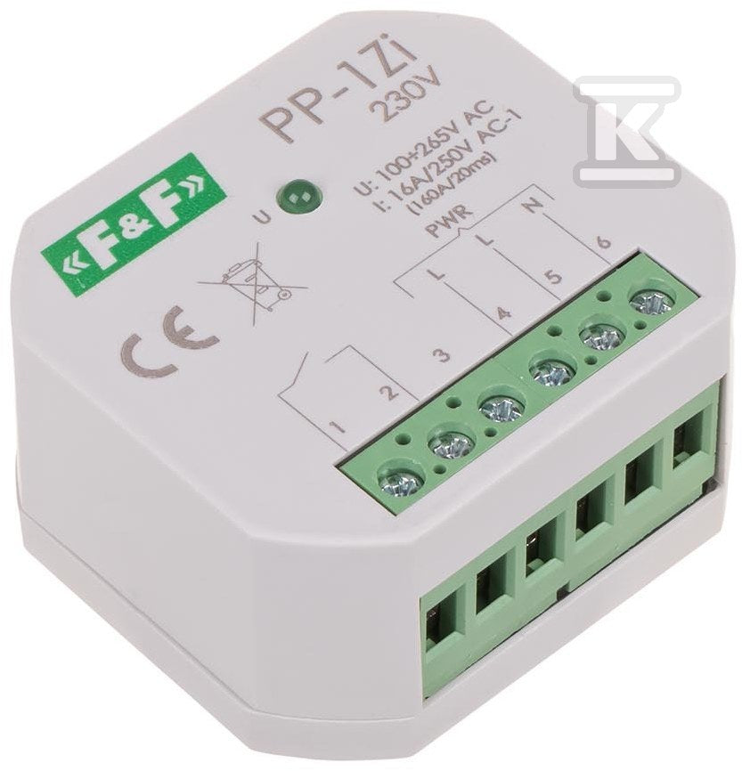 Przekaźnik elektromagnetyczny, 1Z 16A, montaż podtynkowy,U=100-265V AC,styk:1Z 16A (160A/20ms) PP-1Zi
