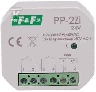 Przekaźnik elektromagnetyczny, 2Z 16A, montowany podtynkowo PP-2Z-LED-24V