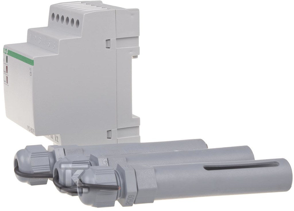 Przekaźnik kontroli poziomu cieczy PZ-829 dwustanowy, z sondami PZ2 w komplecie (3szt.), styki 2×1P, I=2×16A, 3 moduły