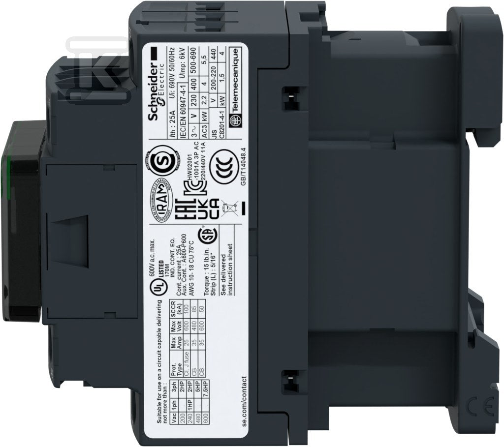 Stycznik mocy TeSys D AC3 18A 3P 1NO 1NC cewka 220VDC