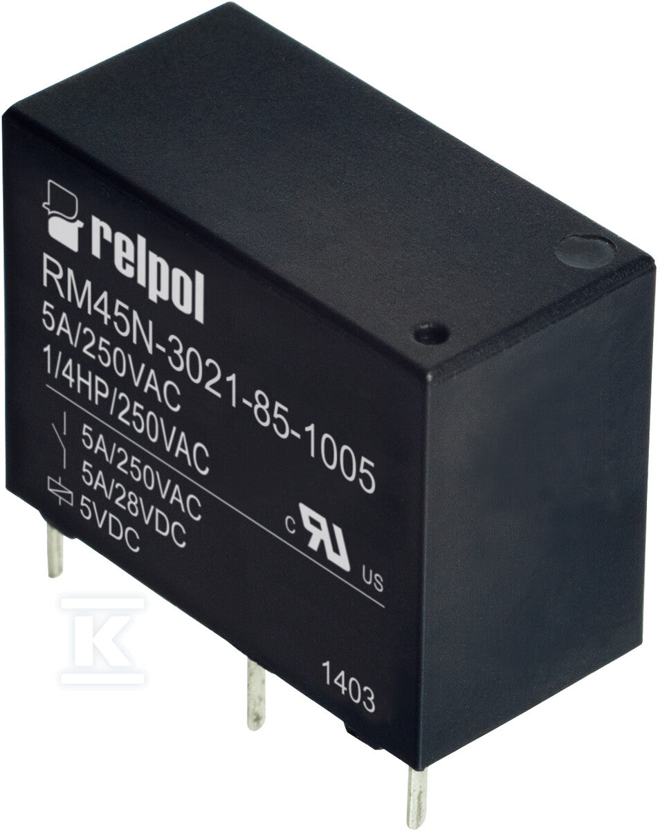 Przekaźnik miniaturowy RM45N-3021-85-1005 elektromagnetyczny do obwodu drukowanego, wysokość 15,6mm