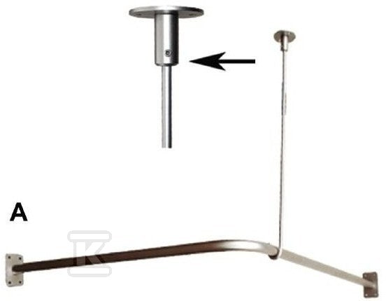 Drążek Inox zasłony prysznicowej 90x90 cm, w komplecie z mocowaniem do sufitu