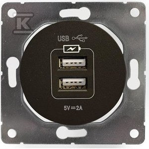 Gniazdo USB podwójne, 2,1 A, czarne, Soul