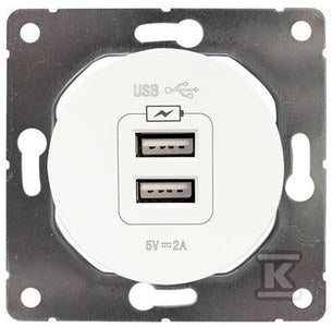 Gniazdo USB podwójne, 2,1 A, białe, Soul
