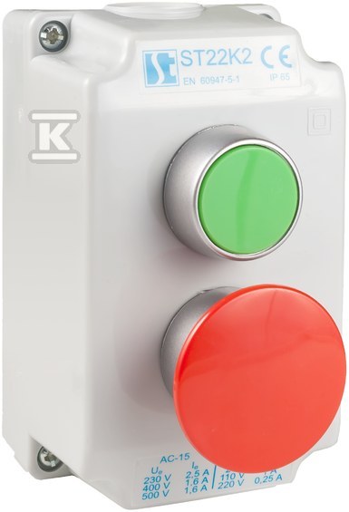 KASETA KOMPLETNA 2-OTWOROWA Z NAP. KZ,DC I 2 DŁAWNICAMI M20 ST22K2\03-2
