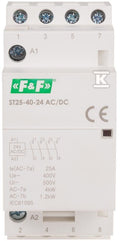 Stycznik modułowy na szynę, styki 4xNO, 25A, 24V DC