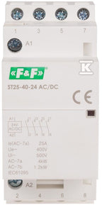 Stycznik modułowy na szynę, styki 4xNO, 25A, 24V DC