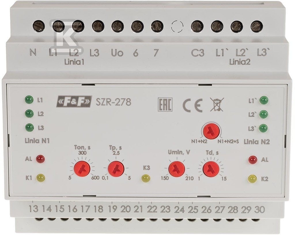 Sterownik załączania rezerwy, sieć 3 i 4-przewodowa, 24÷230V AC,