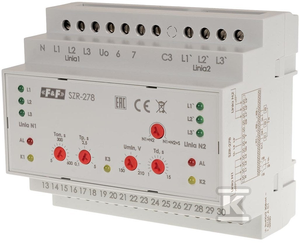 Sterownik załączania rezerwy, sieć 3 i 4-przewodowa, 24÷230V AC,