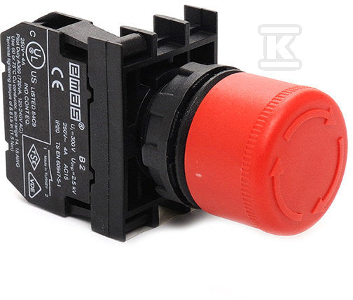 Przycisk dłoniowy bezpieczeństwa, 1NC, grzybek 30 mm, czerwony T0-B200E30