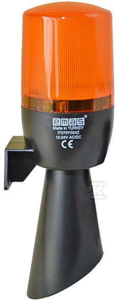 Wielofunkcyjna lampa żółta fi 70 z buzerem, 12-24V AC/DC T0-IT070Y024Z