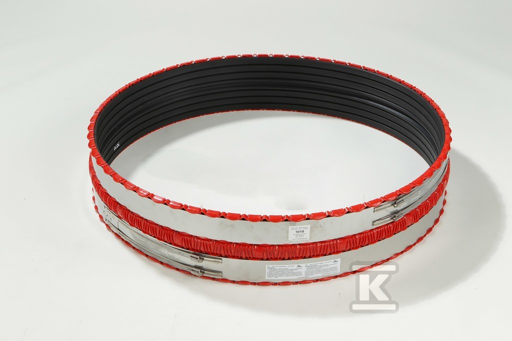 VPC- Złącze elastyczne do łączenia rur kanalizacyjnych wykonanych z różnych materiałów (żeliwo, PP, PE, PVC, kamionka, beton, GRP oraz inne gładkie, faliste lub karbowane), zakres średnic zewnętrznych: 800-870 mm