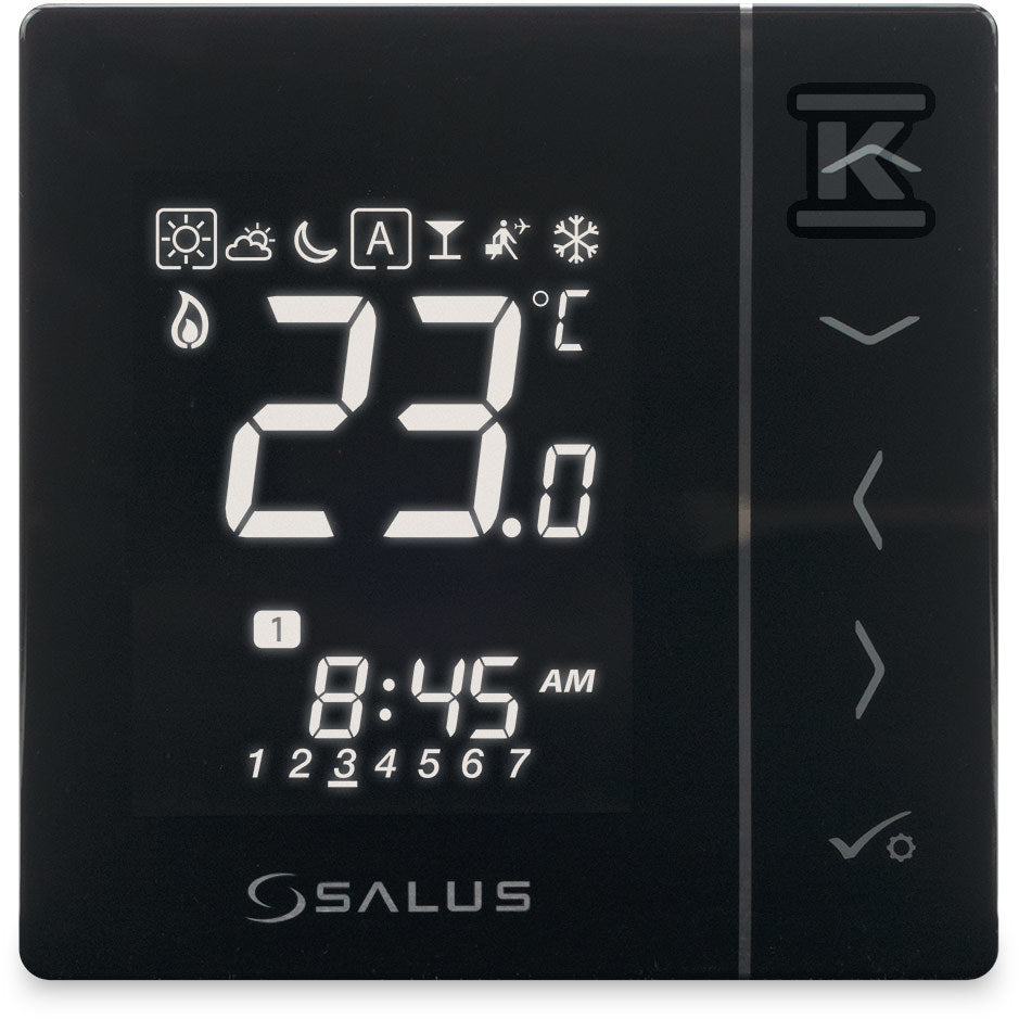 Regulator temperatury przewodowy SALUS VS30B 230V programowalny tygodniowy podtynkowy czarny