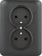 LUMINA Gniazdo zasilające z uziemieniem podwójne kompletne, 16A/250VAC, czarny