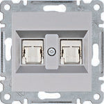 LUMINA Gniazdo komputerowe podwójne RJ45 kat.6 FTP, srebrny