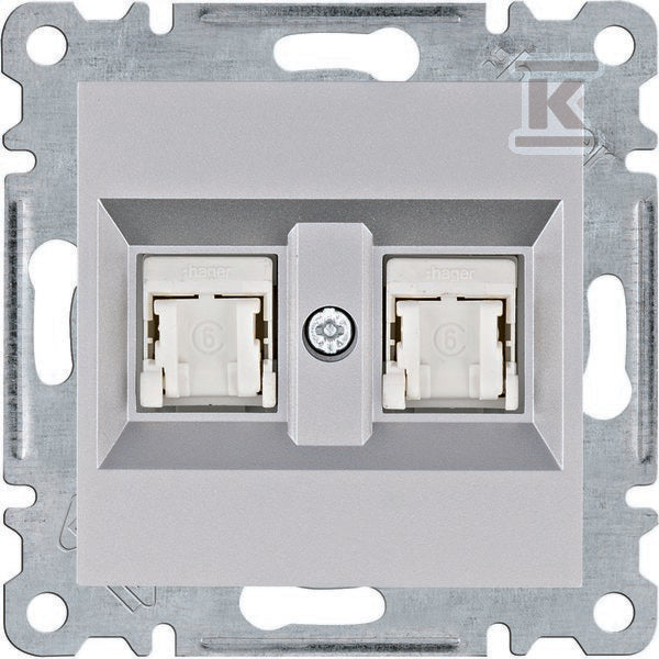 LUMINA Gniazdo komputerowe podwójne RJ45 kat.6 UTP, srebrny