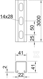 Szyna profilowa typ MSL4141PP3000FS