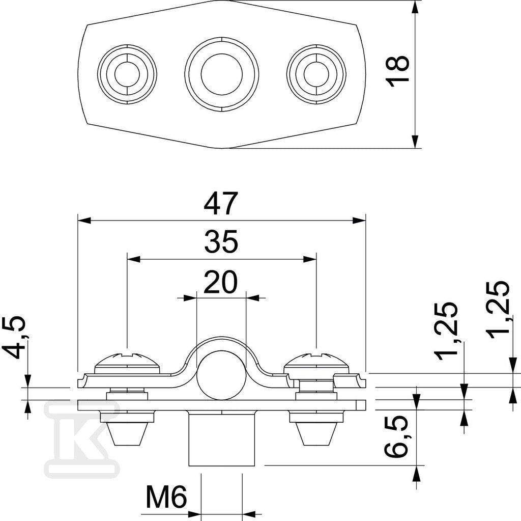 Obejma dystansowa, z gwintem M6 typ ASG 732 20 G
