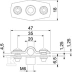 Obejma dystansowa, z gwintem M6 typ ASG 732 20 G