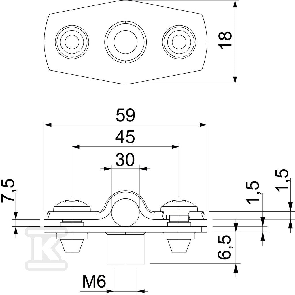 Obejma dystansowa, z gwintem M6 typ ASG 732 30 G