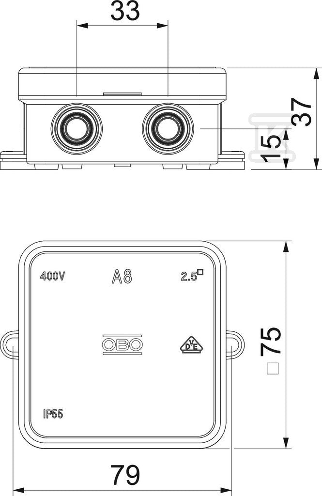 Puszka odgałęźna typ: A 8 HF RO