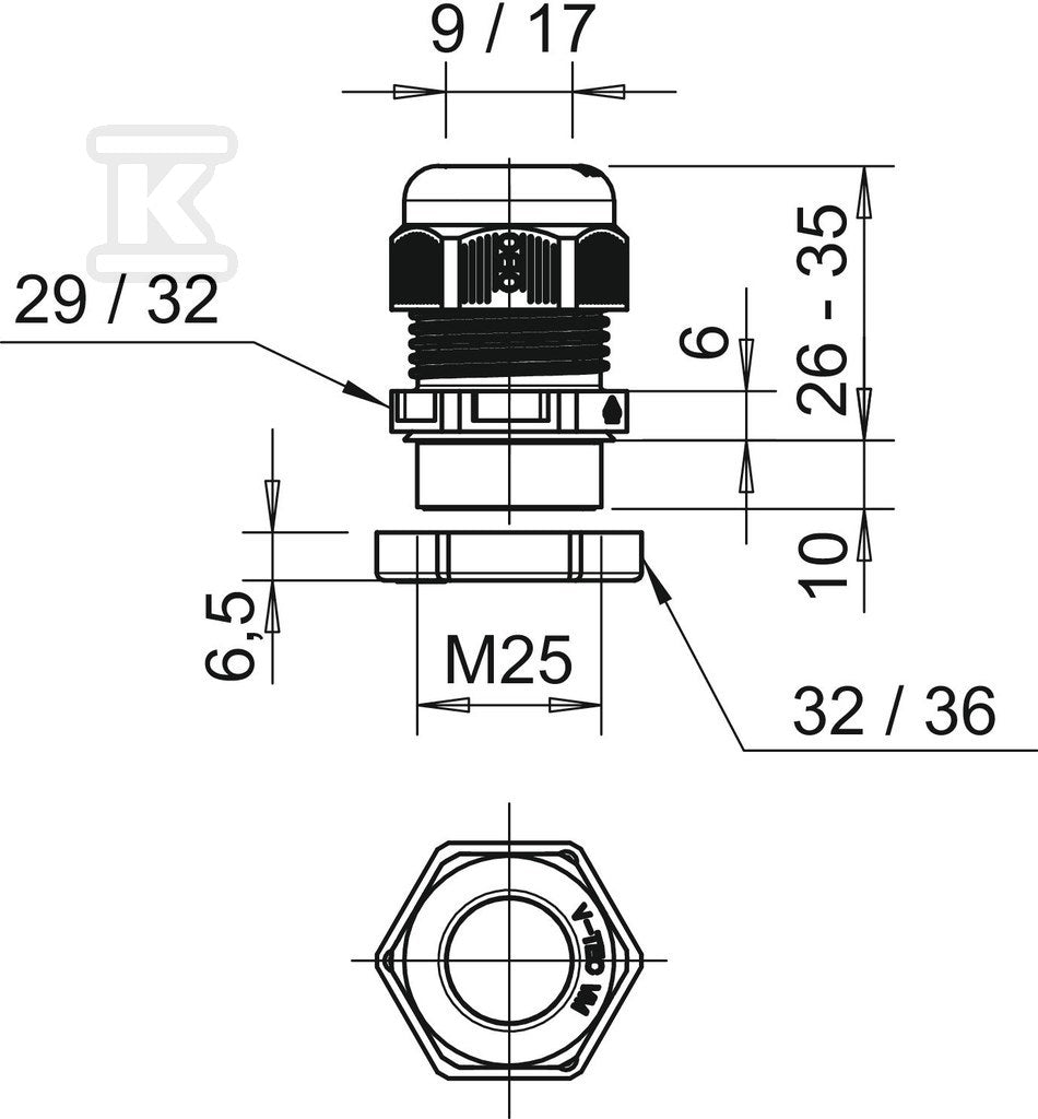 Dławik kablowy typ V-TEC VM25+ LGR