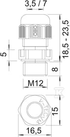Dławik kablowy typ V-TEC VM12 LGR