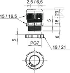 Dławik kablowy typ V-TEC PG7+ LGR