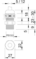 Dławik kablowy typ V-TEC PG13 LGR