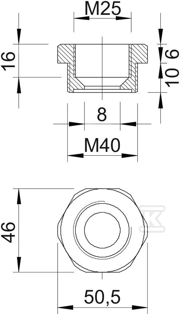 Redukcja typ 107 R M40-25 PA