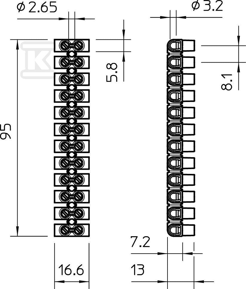 Złączka zaciskowa 12-torowa 4mm2 typ: 72 CE WS/EKL 0 S