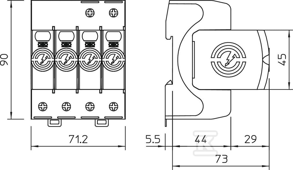 Ogranicznik przepięć, 4p Typ 1+2 (kl. B+C) typ V50-3+NPE-280
