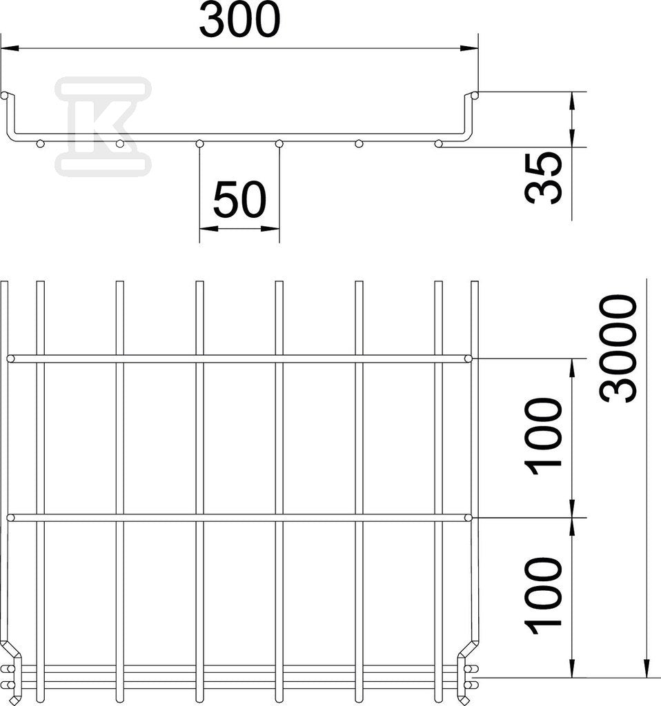 Korytko siatkowe GRM 35/300 3M typ GRM 35 300 G